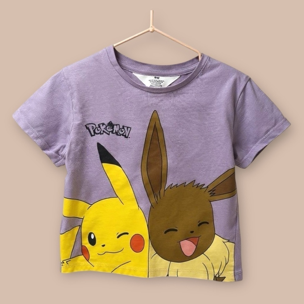 3/$25 H&M x Pokémon 2T Purple Pikachu & Eevee Graphic 100% Cotton Discontinued